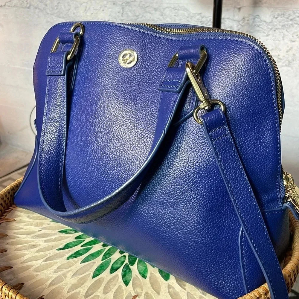 Ora Delphine Blue Leather Satchel Bag